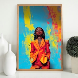 Black Girl Vibrant | INSTANT DOWNLOAD | Black Art | African American |  Wall Art | Wall Decor | Gift for Kids | Kids Room | Colorful