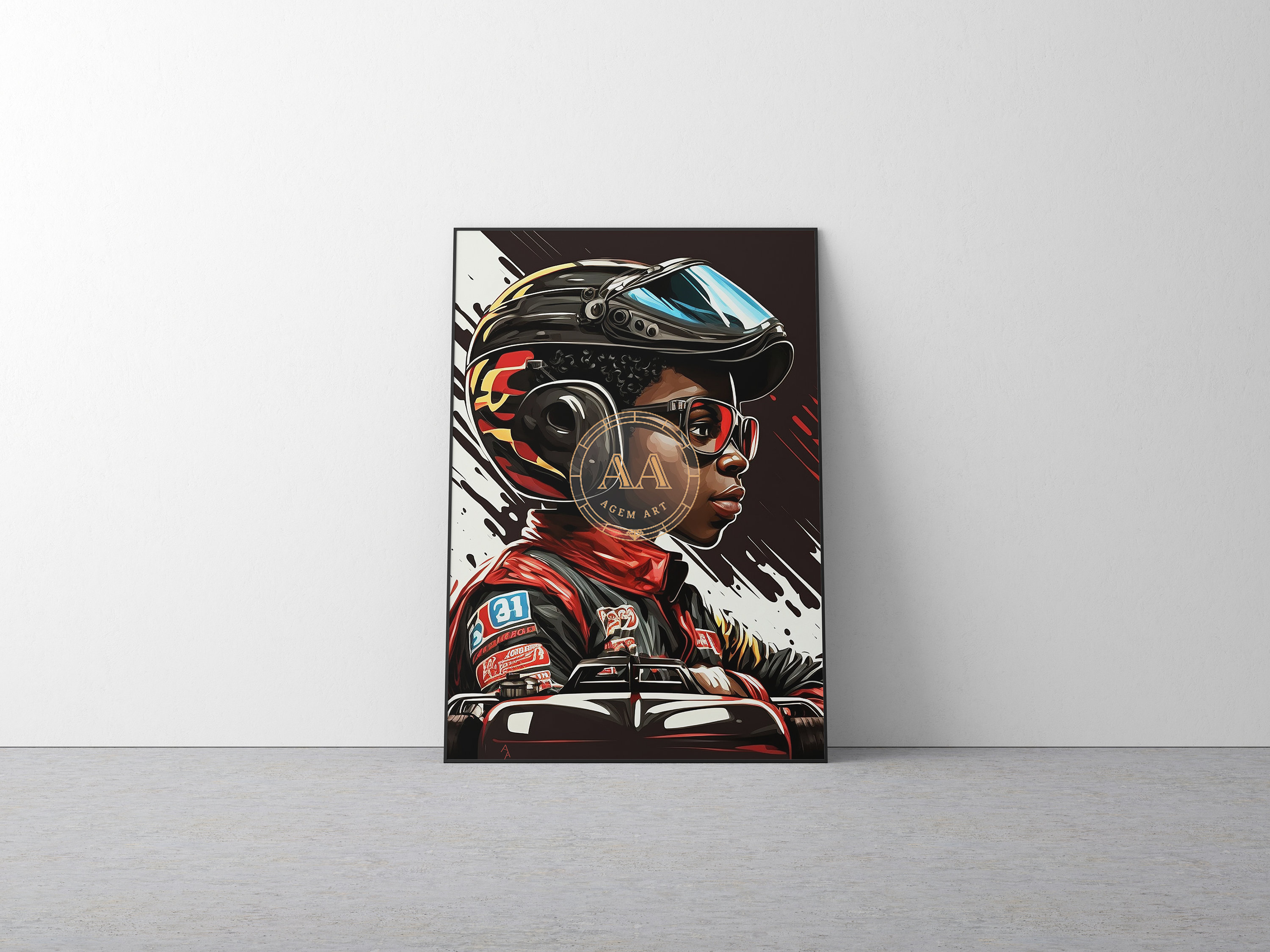 Black Boy Race Car Driver INSTANT DOWNLOAD Black Art - Etsy