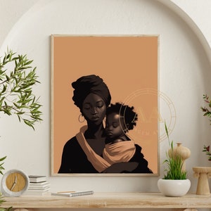 Madre nera / DOWNLOAD IMMEDIATO / Arte nera / Bellissima madre afroamericana / Arte murale / Decorazione murale / Regalo per la mamma