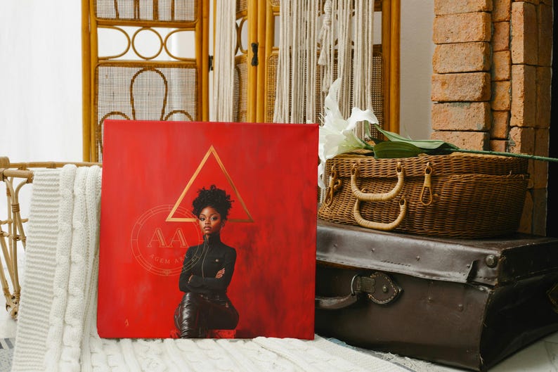 Black Girl in Black and Red Delta Sigma Theta Sorority College INSTANT