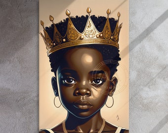 Young Black Queen  | Canvas | Black Art | African American Queen |  Wall Art | Wall Decor | Gift for Kids | Kids Room