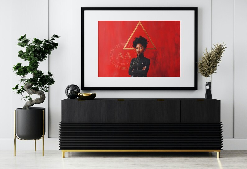 Black Girl in Black and Red Delta Sigma Theta Sorority College INSTANT