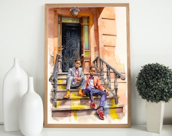 Brooklyn Brownstone Brothers | INSTANT DOWNLOAD | Black Art | African American |  Wall Art | Wall Decor | Suits | Fashion Art