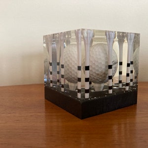 Golfball Jail for Misbehaving Golf Balls - Resin Cube