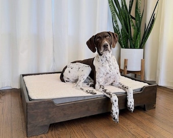 Modern Solid Pine Large Dog Bed Frame: Elevated Wood Furniture