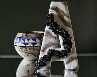 Personalized Resin Letter Art: Geode Decor, Custom Initial