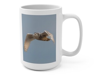 Snowy Owl in Flight Maine Wildlife Coffee Mug (15oz)