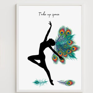 Vibrant Girls Room Print: ADHD friendly peacock wall and dorm art