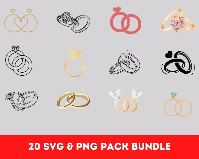 Wedding Rings SVG, Rings PNG, Instant Download Etsy