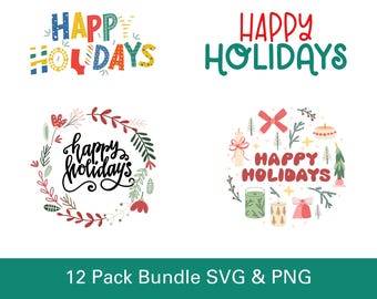Happy holidays PNG, Holidays SVG, Instant Download