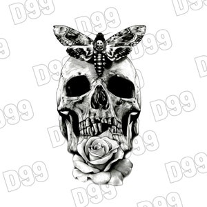Skull SVG, Tattoo Print, Silhouette, PNG Print