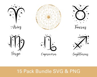Zodiac Signs PNG, Zodiac SVG, Instant Download