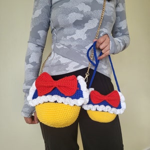 Schneewittchen Umhängetasche für Erwachsene und Kinder, Handgemachte Häkeln Besondere Geschenke, Disney Süß Taschen, Schultertaschen / Beutel für das Anziehen des Kostüms