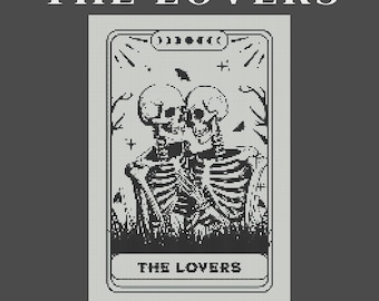 Schema punto croce tarocchi scheletro amanti PDF Download digitale / Tarocchi scheletro / Punto croce tarocchi / Punto croce scheletro
