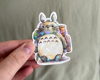 Pegatina de Totoro de Aventura Arcoíris - Pegatina inspirada en Ghibli / Criatura del Bosque Adorable / Pegatina estilo Ghibli / Criatura del Bosque Extravagante