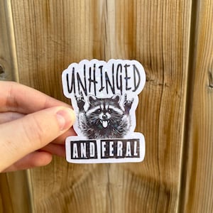 Unhinged and Feral Raccoon Sparkle Sticker - Cute Raccoon | Sparkle Holographic Sticker | Feral Street Cats | Rockstar Raccoon Sticker