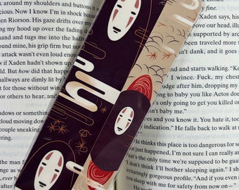 Faceless Spirit Dark - süßes laminiertes Lesezeichen | Spirit Ghibli inspiriertes Lesezeichen | Lesezeichen im Anime Stil | literarisches Accessoire | literarisches Geschenk