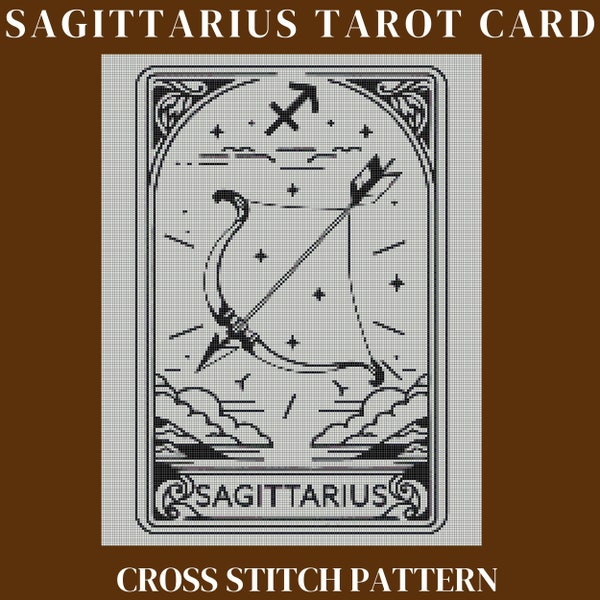 Sagittarius Zodiac Tarot Card Cross Stitch Pattern PDF Digital Download | Tarot Card Cross Stitch | Zodiac Cross Stitch | Astrology Art
