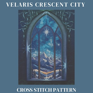 Op Crescent City geïnspireerd Velaris-kruissteekpatroon digitale pdf-download | Sarah J Maas City | Levendig Velaris-kunstpatroon | Boekenkunst