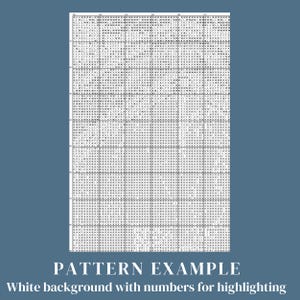 May include: A black and white pattern with numbers for highlighting. The pattern is on a white background.