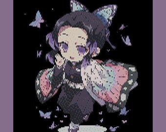 Demon Fighter Cross Stitch Pattern - Chibi Anime Cross Stitch | Anime Embroidery | Fan Art Cross Stitch | Digital Pattern PDF | Anime Art