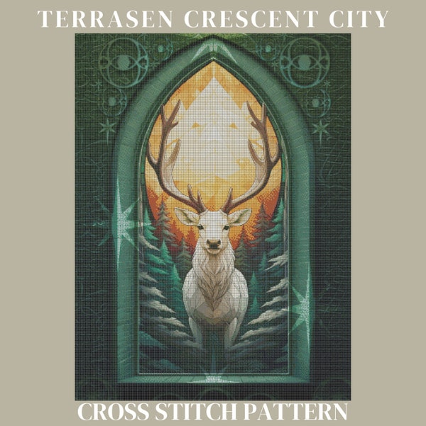 Crescent City Inspired Terrasen Cross Stitch Pattern PDF Digital Download | Sarah J Maas City | Vibrant Terrasen Art Pattern | Bookish Art
