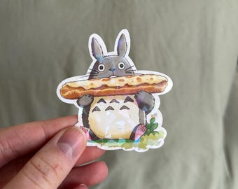Pegatina de arcoíris de Totoro de Baguette - Pegatina inspirada en Ghibli / Criatura del bosque adorable / Pegatina estilo Ghibli / Criatura del bosque caprichosa