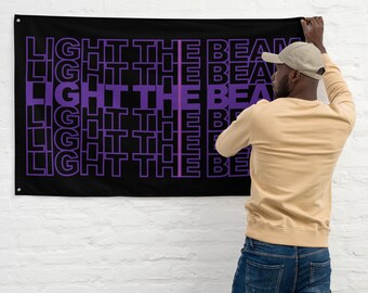 Light the Beam Text Wall Flag for Sacramento Basketball Fans