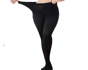 Women Plus Size Winter Thermal Pantyhose Warm Fleece High Waist Tights Stockings