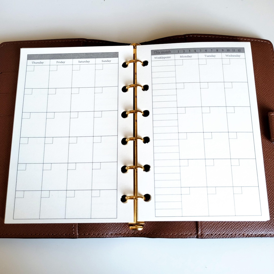 Monthly Planner Refill for Louis Vuitton PM Agenda, Pocket Size