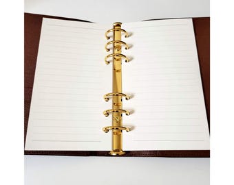 Lined Paper Refills for LV MM Medium Agenda Personal Size Filofax Inserts, Luxury Stationery Notepaper, 6-Ring Binder Refill Paper