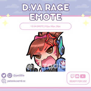 Overwatch D.va Rage Emote (1) voor Twitch, Discord en Youtube | Kant-en-klare Emotes | Gamen en streamen |  Emote-pakket