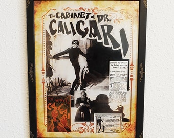 The Cabinet of Doctor Caligari Illustration with ornate frame 30x40, The Cabinet of Dr. Caligari, German Expressionism, Expressionism
