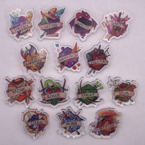 DnD Class Acrylic Pin: RPG Gift for Dungeon Master