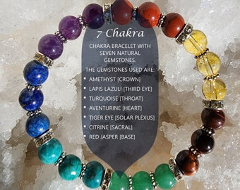 7 Chakra Healing Bracelet: Natural Crystal Bead Bracelet