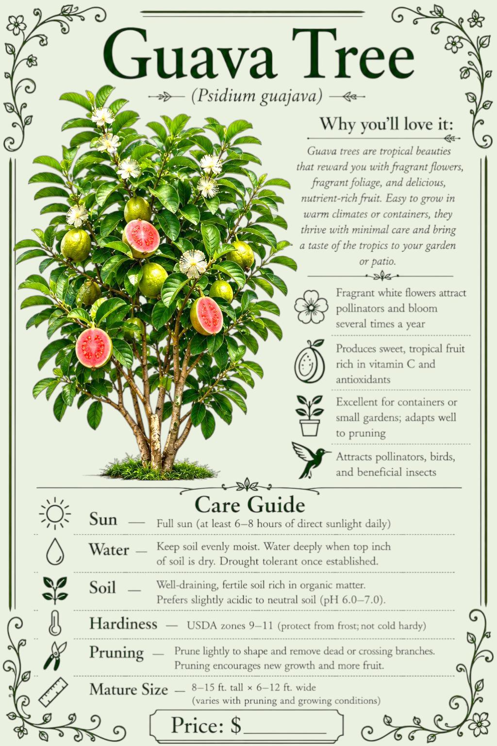 Guava Tree | Psidium Guajava | 3 Year Seed Grown Tropical Fruit Live ...