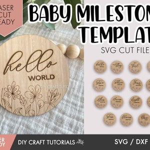Hölzerne Meilenstein svg, Floral Baby Meilenstein SVG, Meilenstein svg, Meilenstein svg, Laser cut Dateien, Monats meilenstein svg, glowforge svg