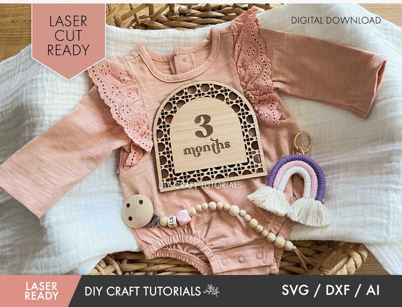 Baby Milestone SVG, Rattan Milestone Svg, Laser Cut Files, Monthly ...