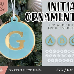 Christmas Ornament svg, Christmas Ornament Laser Cut File, Initial Christmas Ornament SVG, Bauble, Laser cut ornament, glowforge svg