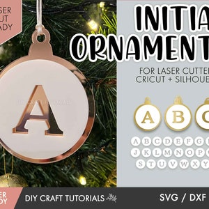 Christmas Ornament Laser Cut File, Initial Christmas Ornament SVG, Christmas Ornament svg, ornament svg, Laser cut ornament, glowforge svg