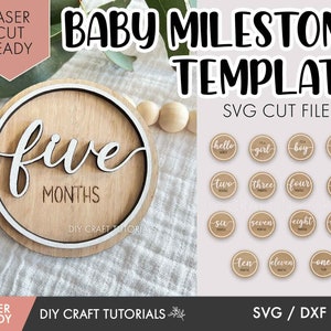 Layered Holz Meilenstein svg, Baby Meilenstein SVG, Meilenstein svg, Meilenstein svg, Laser cut Dateien, Monats meilenstein svg, glowforge svg, laser svg