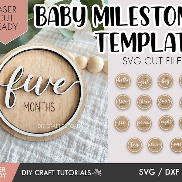 Layered Wooden milestone disc svg, Baby Milestone SVG, Milestone discs svg, laser cut files, Monthly milestone svg, glowforge svg, laser svg