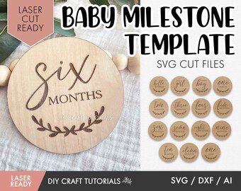 Baby Milestone SVG, Wooden milestone discs, Milestone discs svg, laser cut files, Monthly milestone svg, glowforge svg, newborn photo prop