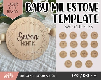 Boho Baby Milestone SVG, Milestone SVG, Wooden milestone discs, Milestone discs svg, laser cut files, Monthly milestone svg, glowforge svg