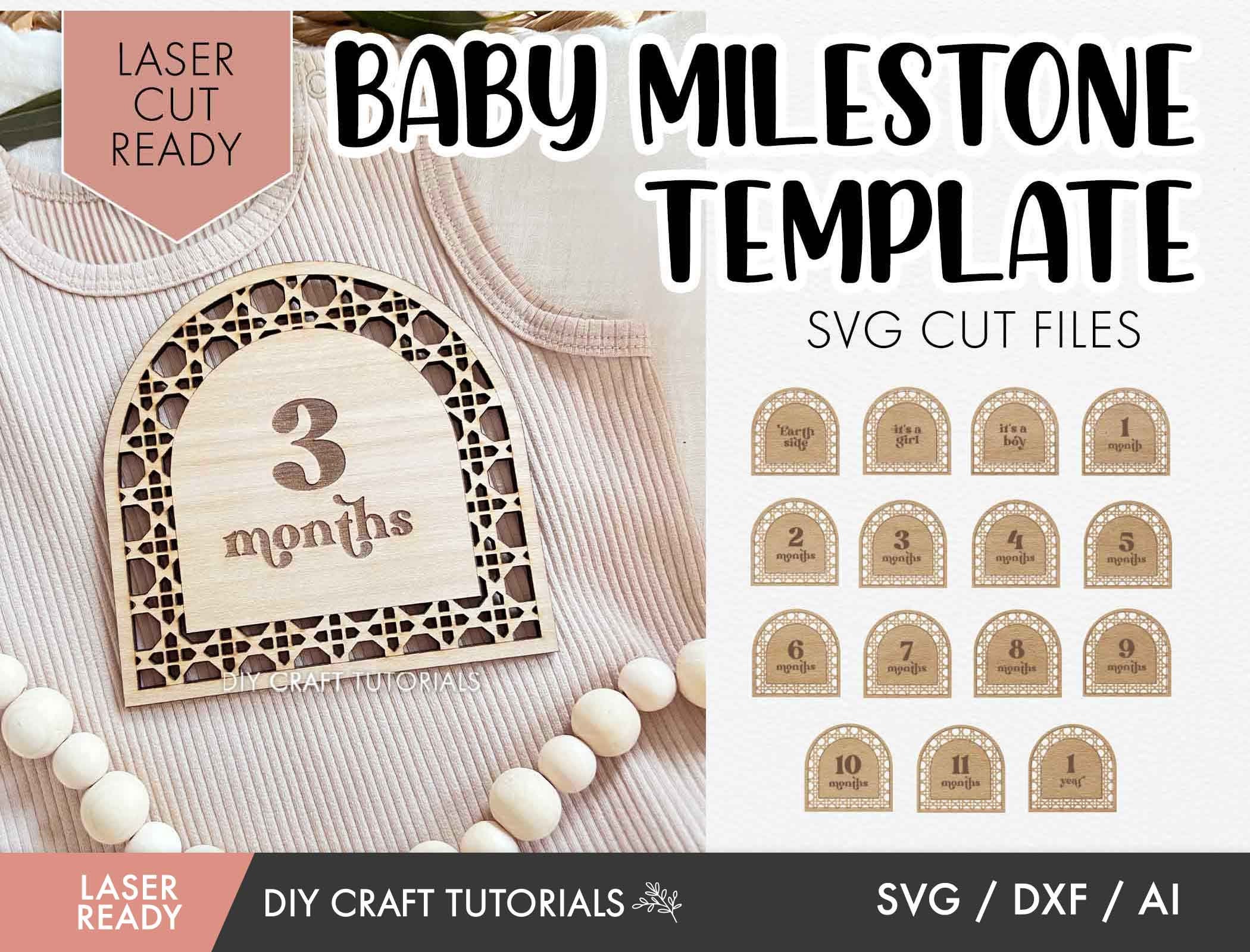 Baby Milestone SVG, Rattan Milestone Svg, Laser Cut Files, Monthly ...