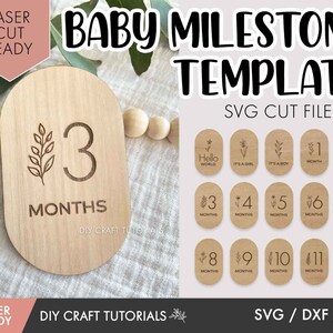 Boho Baby Milestone SVG, Discos de hitos de madera, Discos Milestone svg, Archivos de corte láser, Milestone svg mensual, Archivo de corte svg de glowforge