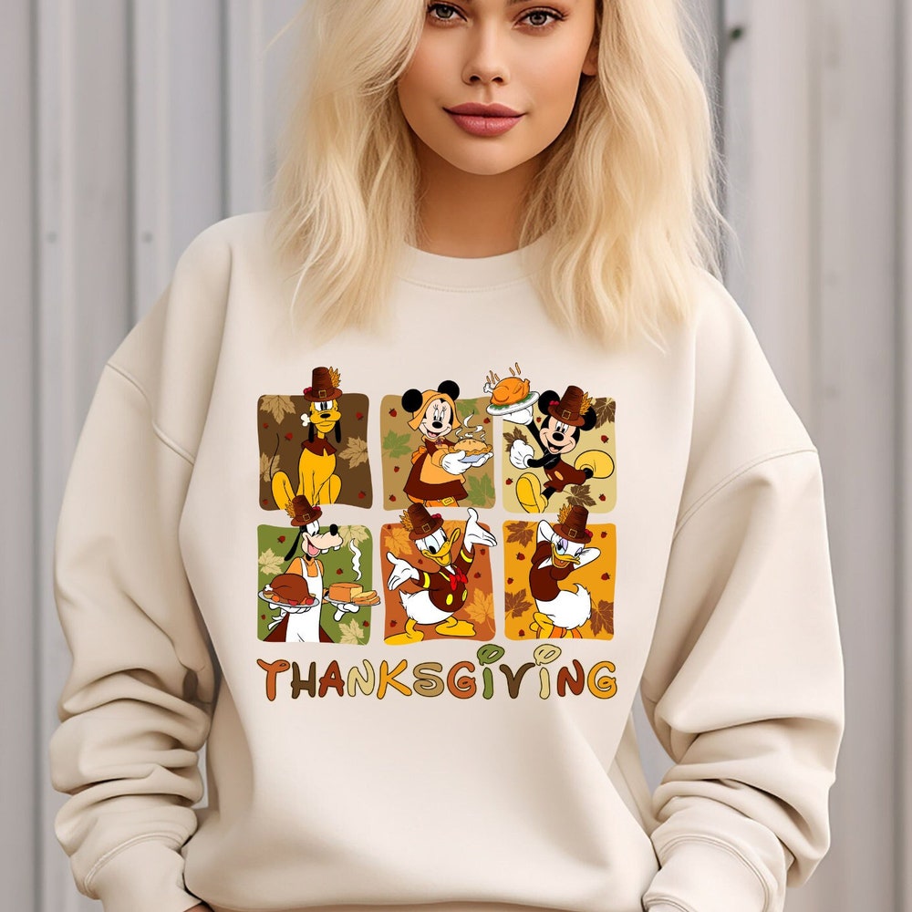 Disney Thanksgiving Shirt, Vintage Disney Thanksgiving Shirt, Thanksgiving With Disney Characters, Disney Character Thanksgiving Sweatshirt Teesummer