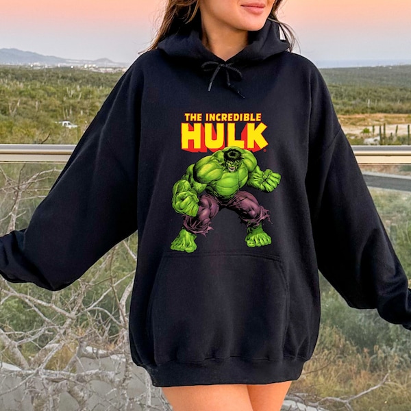 Marvel Classic The Incredible Hulk Distressed Portrait Sweater, Retro Hulk Sweatshirt, Marvel Hulk Cartoon Hoodie,