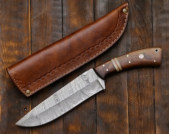Hunting Knife Custom Made Hand Forged Damascus Steel Skinner Knife RK7