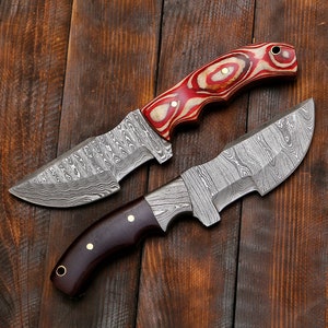 Hunting Knife Custom Made Hand Forged Damascus Steel Tracker Knife RK4